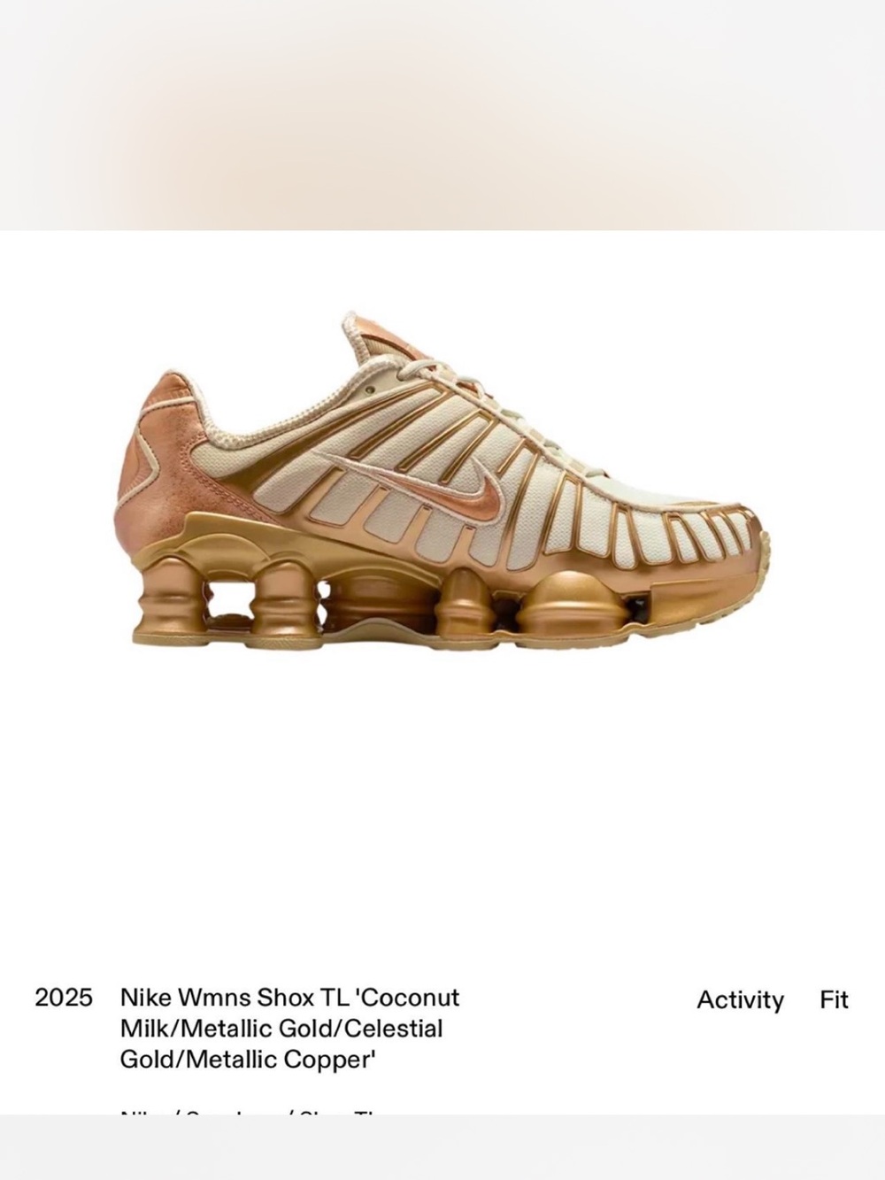 Nike Wmns Shox TL — Metallic Gold & Coconut Milk
